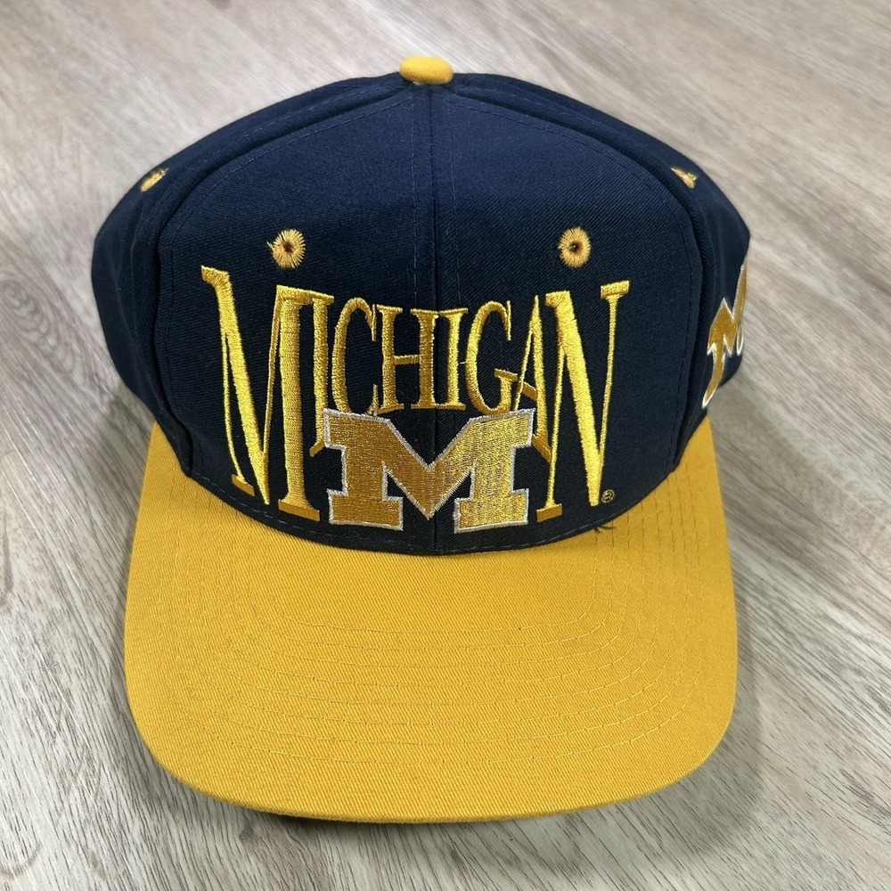 VTG Michigan Wolverines Snapback Hat College The Game Circle Blue Yellow Cap
